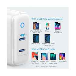 Powerport Iii 2-port Type-c Piq 3.0 Wall Charger 36w - White