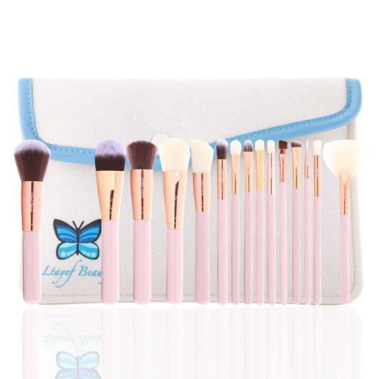 Ltayef Beauty -  In Beige Cover Makeup Brush Set - 15 Pcs
