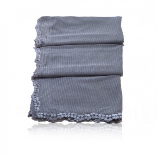 Bstin With Lace And Floral  Embroidery  - Gray Beige