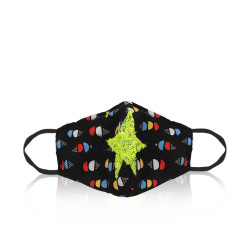 Multi Purpose Cotton Mask Green Star For Age 4 To 9