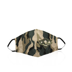 Face Mask - Army Camouflage Label - Black Elastic  