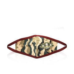 Face Mask - Army Camouflage Label - Maroon Elastic 