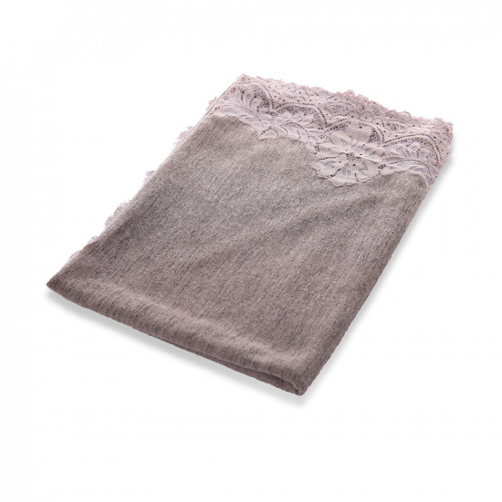 Japanese Gauze With Embroidery For 2 Edge Shape ( L ) Letter -  Dark Beige N35