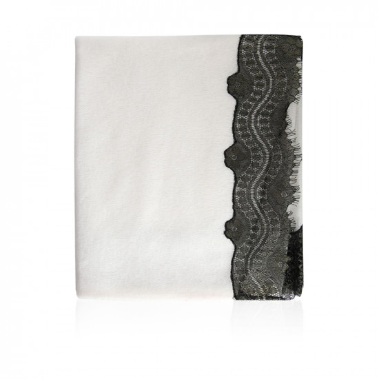 Japanese Gauze With Embroidery For 2 Edge Shape ( L ) Letter -  Off White With Gold S1