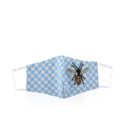 Face Mask - White With Blue Style 