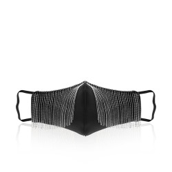 Face Mask - Silver Fringe Style Black 