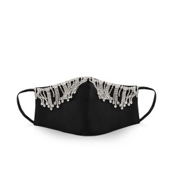 Silver Fringe Face Mask - Black