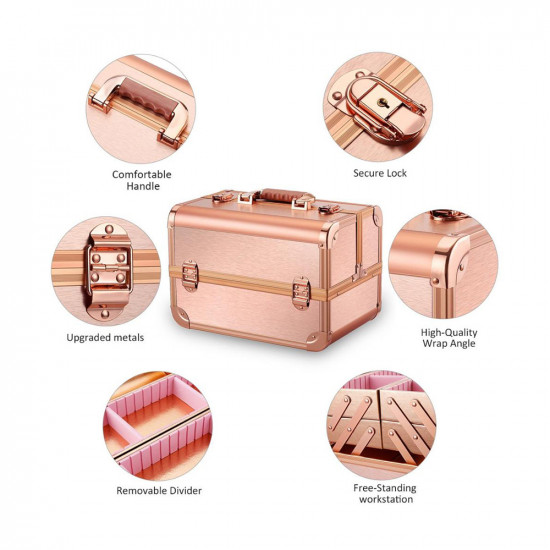 Beauty Make Up Case And Organizer - Rose Gold Beauty Make Up Case And Organizer - Rose Gold