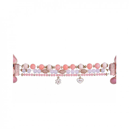 Women Fashion Handmade Elastic Stretch Beads Strap For Iwatch Series 42mm - Multi Pink