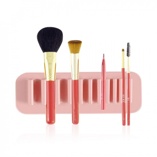 Suction Wall Silicone Makeup Brush Holder - Pink Suction Wall Silicone Makeup Brush Holder - Pink