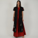 Jacket Dress 2 Pieces Short Sleeve -  Size Large - Burgundy And Black 