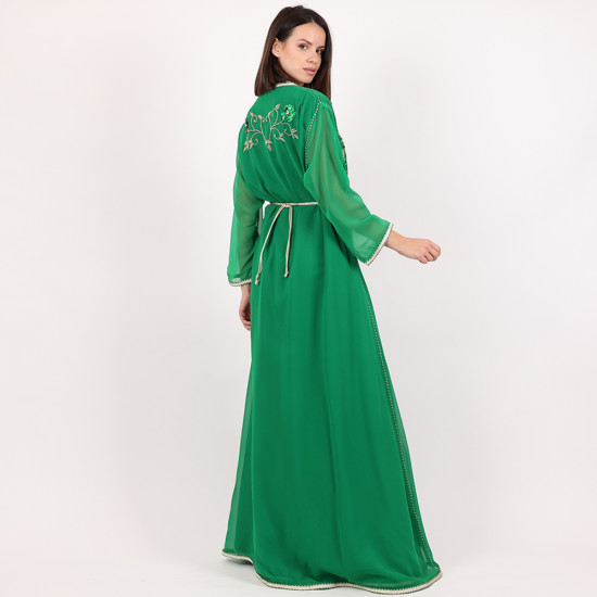 Moroccan Modern Caftan 2 Pcs With Handmade Belt - Large