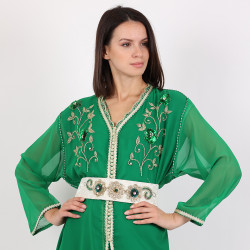 Moroccan Modern Caftan 2 Pcs With Handmade Belt - Large