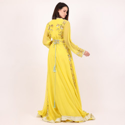 Moroccan Occasion Caftan 2 Pcs With Handmade Belt - Large