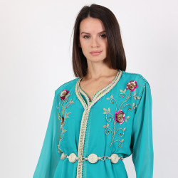 Moroccan Occasion Caftan 2 Pcs With Handmade Belt - Large