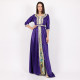Moroccan Violet Caftan 2 Pcs With Handmade Belt - Large