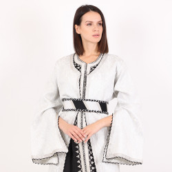 Moroccan Silver & black Caftan 2 Pcs With Handmade Belt - Large