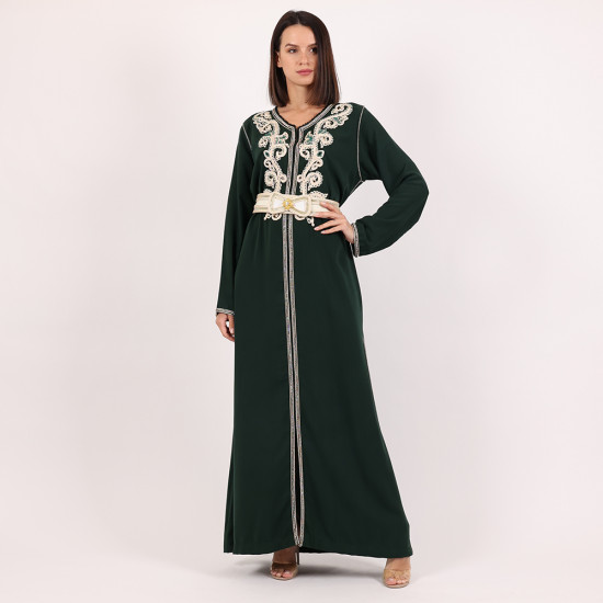 Moroccan Handmade Dress With Belt - Large
