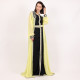 Moroccan Caftan Black With Yellow 2Pcs With Belt - Large