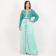 Moroccan Modern Caftan 2Pcs Green With Light Blue - XL