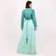 Moroccan Modern Caftan 2Pcs Green With Light Blue - XL