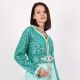 Moroccan Modern Caftan 2Pcs Green With Light Blue - XL