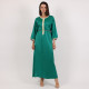 Moroccan Green Daraa Cotton Silk Fabric With Belt  - M