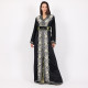 Moroccan Modern Black Caftan 2 Pcs Handmade Beads Embroidery With Belt - XL