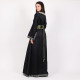 Moroccan Modern Black Caftan 2 Pcs Handmade Beads Embroidery With Belt - XL