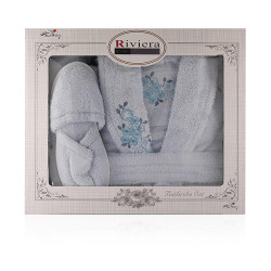 7 Pcs Single Bathrobe Set For Women - Large - Light Blue 