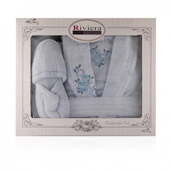 7 Pcs Single Bathrobe Set For Women - Large - Light Blue 