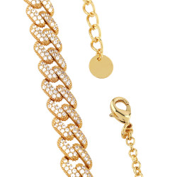 Gold Plated Lines Gold Spots Chain Necklace