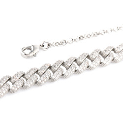 Gold Plated Lines Silver Spots Chain Necklace
