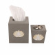 Set Of 2pc Korian Wood Mubkhar + Tissue Holder Box - Grey