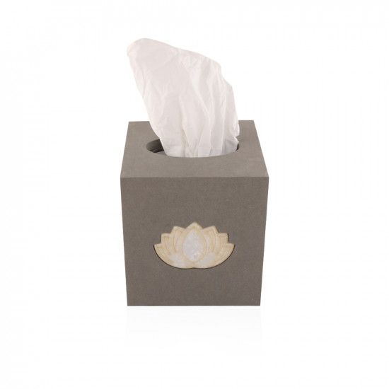 Set Of 2pc Korian Wood Mubkhar + Tissue Holder Box - Grey