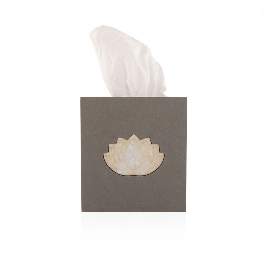 Set Of 2pc Korian Wood Mubkhar + Tissue Holder Box - Grey
