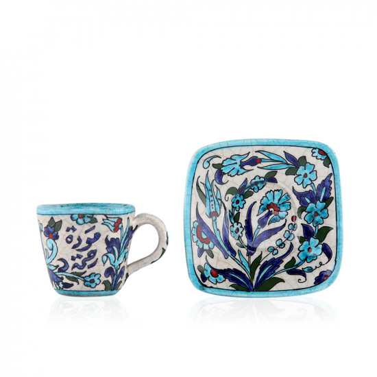 Square Head Turkish Coffee Cup With Saucer