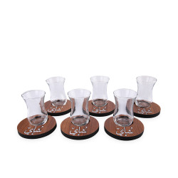 Tea Tray Set With Wooden Plate - Red