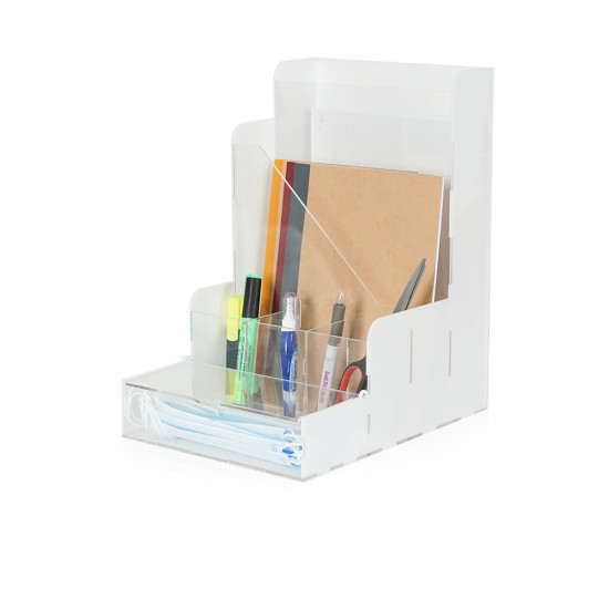 Acrylic Big Office Organizer - White Acrylic Big Office Organizer - White