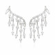 Sparkling Wing Earrings With Crystal Zircon Stones - Silver Tone