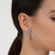 Sparkling Wing Earrings With Crystal Zircon Stones - Silver Tone