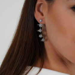 Stunning Mismatch Ear Cuffs With Zircon Stones - Silver Tone