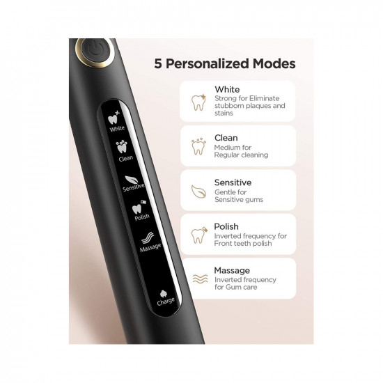 Sonic Electric Toothbrush With 8 Replacement Heads - Black - FW-507 Sonic Electric Toothbrush With 8 Replacement Heads - Black - FW-507