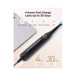 Sonic Electric Toothbrush With 8 Replacement Heads - Black - FW-507