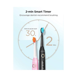 Set Of 2 Electric Toothbrush With Rechargeable Travel Cases - Black And Pink - FW-507