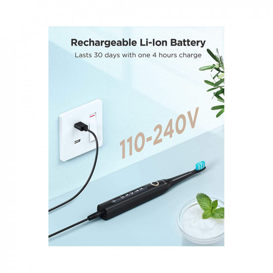 Set Of 2 Electric Toothbrush With Rechargeable Travel Cases - Black And White - FW-507 Set Of 2 Electric Toothbrush With Rechargeable Travel Cases - Black And White - FW-507