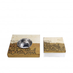 Set Of Wooden Mubkhar And A Plexi Box With Wooden Head Cover - Brown