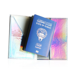 Kuwait Passport Cover - Metallic White