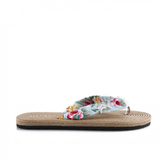 Summer Bamboo Straw Beach Slipper Floral Style - EUR Size 37
