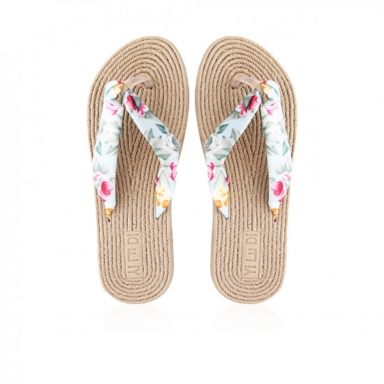 Summer Bamboo Straw Beach Slipper Floral Style - EUR Size 37